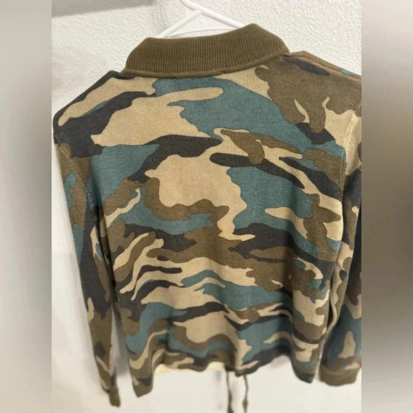 J. Crew Womens XS Green Camo Wool Blend Long Sleeves Full Zip Bomber Jacket NWT - Picture 9 of 9